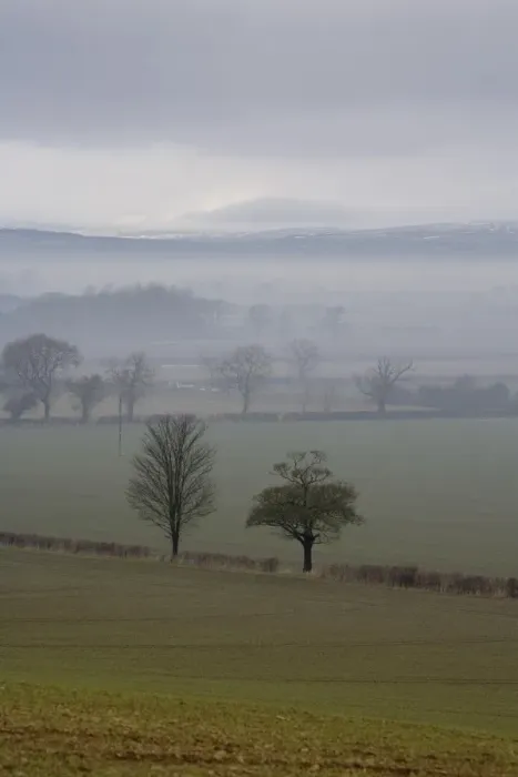 Framed Print : View of mist over fields, with low cloud over moorland in distance, North Yorkshire Moors, near Slingsby Framed Print : View of mist over fields, with low cloud over moorland in distance, North Yorkshire Moors, near Slingsby