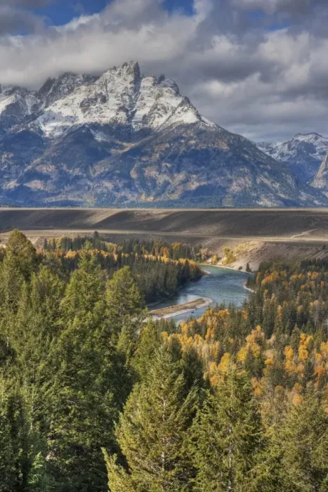 Framed Print : View of mountain range and forested river valley, Snake River, Grand Teton N. P. Wyoming, U. S. A. October Framed Print : View of mountain range and forested river valley, Snake River, Grand Teton N. P. Wyoming, U. S. A. October