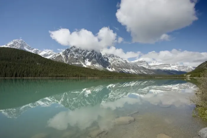 Framed Print : View of mountain reflected in lake, Mount Noyes, Waterfowl Lake, Banff N. P. Rocky Mountains, Alberta, Canada, june Framed Print : View of mountain reflected in lake, Mount Noyes, Waterfowl Lake, Banff N. P. Rocky Mountains, Alberta, Canada, june