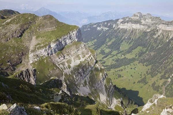 View of mountain valley landscape, Gemmenalphorn, Bernese Oberland, Switzerland, August