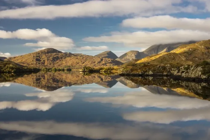 Framed Print : View of mountains and clouds reflected in lake, Upper Lake, Lakes of Killarney, Killarney N. P Framed Print : View of mountains and clouds reflected in lake, Upper Lake, Lakes of Killarney, Killarney N. P