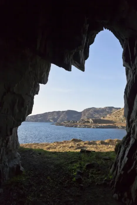 Framed Print : View of northwest coastline from cave, looking towards Scarba and Gulf of Corryvreckan, Isle of Jura, Inner Hebrides Framed Print : View of northwest coastline from cave, looking towards Scarba and Gulf of Corryvreckan, Isle of Jura, Inner Hebrides
