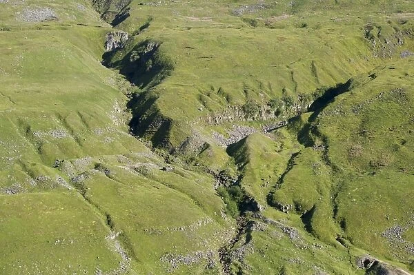 View of old lead mine workings, looking from Buttertubs Pass, Lover Gill, Swaledale, Yorkshire Dales N. P