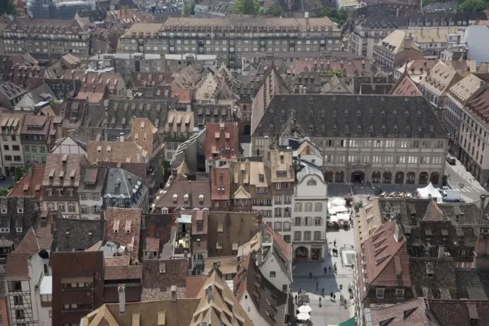 Framed Print : View of old town from above, Strasbourg, Alsace, France, july Framed Print : View of old town from above, Strasbourg, Alsace, France, july