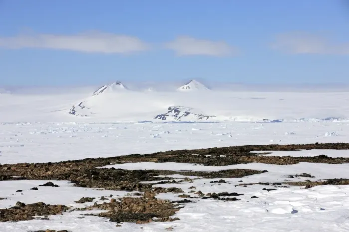 Framed Print : View of pack ice and snow covered mountains, Weddell Sea, Continent of Antarctica, Antarctica, December