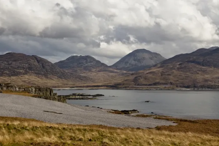 Framed Print : View of raised beach and sea loch, with Corra Bheinn and Beinn Shiantaidh, Paps of Jura in background, Ruantallan Framed Print : View of raised beach and sea loch, with Corra Bheinn and Beinn Shiantaidh, Paps of Jura in background, Ruantallan
