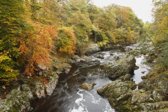 Framed Print : View of rapids amongst rocks in river, Falls of Feugh, River Feugh, near Banchory, Aberdeenshire, Scotland, october Framed Print : View of rapids amongst rocks in river, Falls of Feugh, River Feugh, near Banchory, Aberdeenshire, Scotland, october