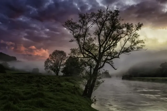 Framed Print : View of river in mist at sunrise, Bigsweir, River Wye, Wye Valley, Monmouthshire, South Wales, May Framed Print : View of river in mist at sunrise, Bigsweir, River Wye, Wye Valley, Monmouthshire, South Wales, May