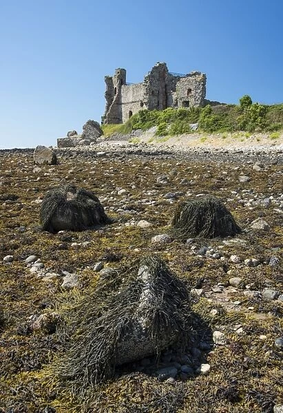 View of rocky beach and ruined castle, Piel Castle, Piel Island, Islands of Furness, Barrow-in-Furness, Cumbria