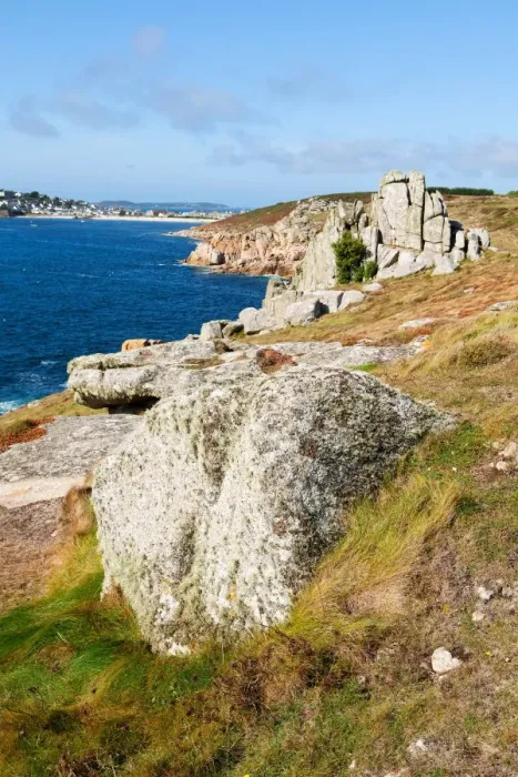 Framed Print : View along rocky coast, from Dutchmans Carn at Peninnis Head to Porthcressa Beach, St. Mary s, Isles of Scilly, England Framed Print : View along rocky coast, from Dutchmans Carn at Peninnis Head to Porthcressa Beach, St. Mary s, Isles of Scilly, England