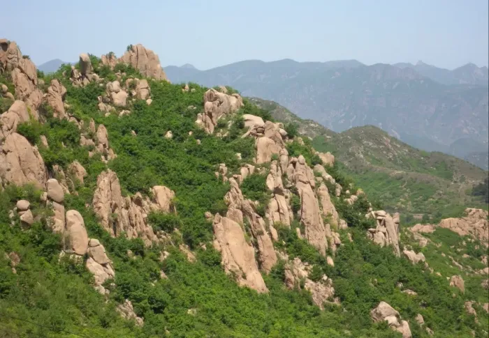 Framed Print : View over rocky scrub habitat on mountainside, Zushan Forest Park, Qinhuangdao, China, may Framed Print : View over rocky scrub habitat on mountainside, Zushan Forest Park, Qinhuangdao, China, may
