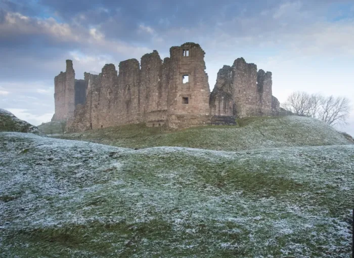 Framed Print : View of ruined castle in frost at dawn, Brough Castle, Church Brough, Kirkby Stephen, Cumbria, England, December Framed Print : View of ruined castle in frost at dawn, Brough Castle, Church Brough, Kirkby Stephen, Cumbria, England, December