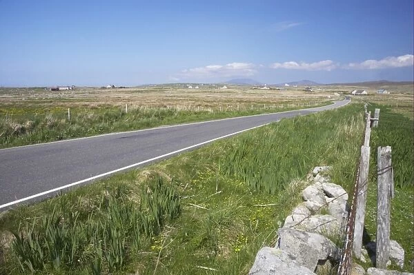 View of rural road, South Uist, Outer Hebrides, Scotland