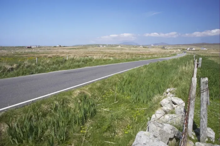Framed Print : View of rural road, South Uist, Outer Hebrides, Scotland Framed Print : View of rural road, South Uist, Outer Hebrides, Scotland