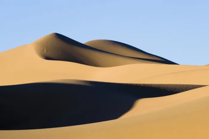 Framed Print : View of sand dunes in desert habitat, Khongoryn Els Sand Dunes, Southern Gobi Desert, Mongolia, october