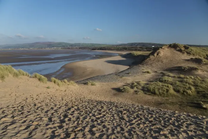 Framed Print : View of sand dunes and estuary, Duddon Sands, Duddon Estuary, Sandscale Haws N. N. R. Cumbria, England, November Framed Print : View of sand dunes and estuary, Duddon Sands, Duddon Estuary, Sandscale Haws N. N. R. Cumbria, England, November