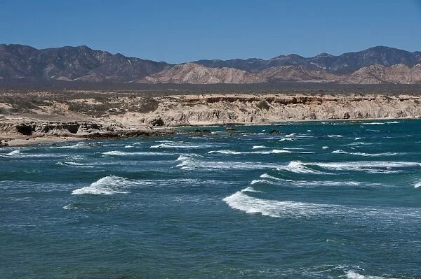 View of sea and coastline, Cabo Pulmo National Marine Park, Baja California Sur, Mexico, march