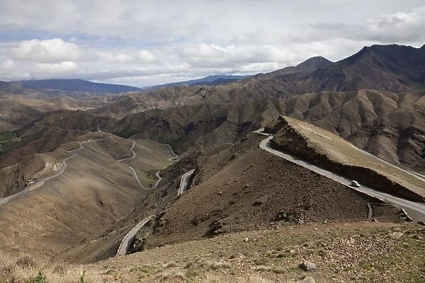 View of serpentine road through mountains, High Atlas, Morocco. may