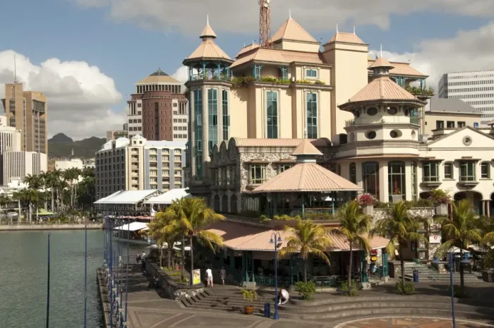 Framed Print : View of shopping mall and city waterfront, Port Louis, West Mauritius Framed Print : View of shopping mall and city waterfront, Port Louis, West Mauritius