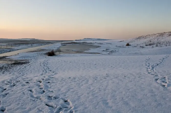Framed Print : View of snow covered beach, Salthouse, Norfolk, England, december Framed Print : View of snow covered beach, Salthouse, Norfolk, England, december