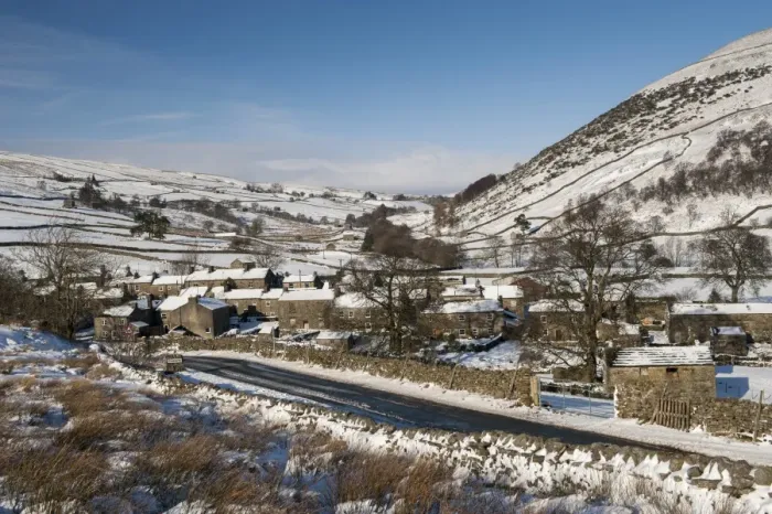 Framed Print : View of snow covered village, Thwaite, Swaledale, Yorkshire Dales N. P. North Yorkshire, England, January Framed Print : View of snow covered village, Thwaite, Swaledale, Yorkshire Dales N. P. North Yorkshire, England, January