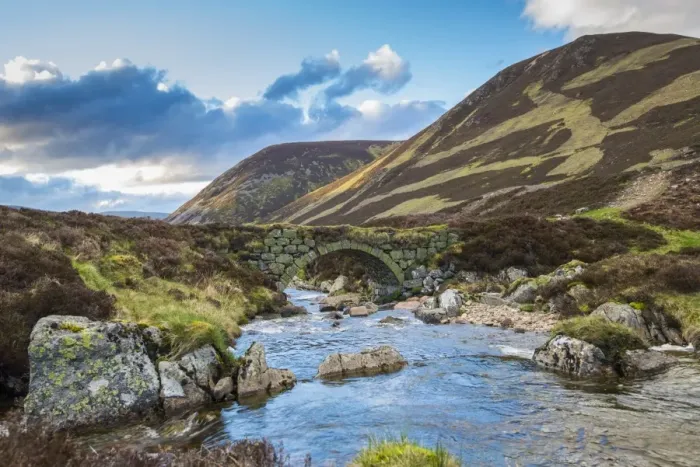 Framed Print : View of stone bridge over river in glen, in evening sunlight, Clunie Water, near Braemar, Cairngorms N. P Framed Print : View of stone bridge over river in glen, in evening sunlight, Clunie Water, near Braemar, Cairngorms N. P