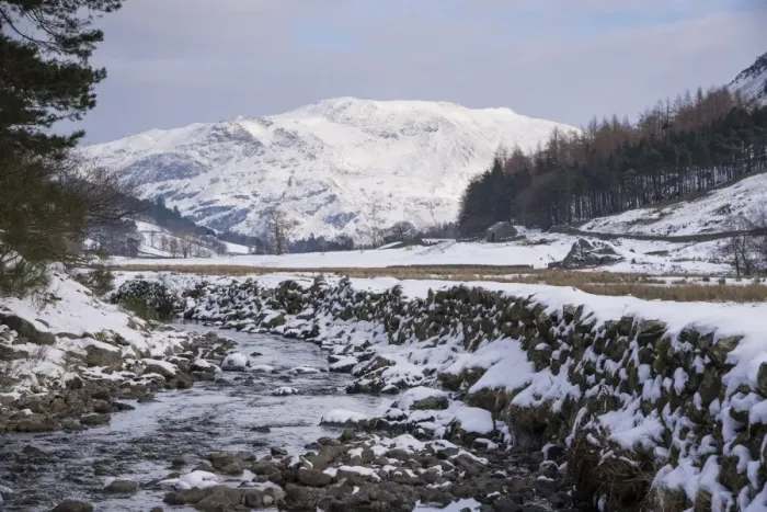 Framed Print : View of stream flowing through snow covered upland landscape, Grisedale Beck, Grisedale, Lake District, Cumbria Framed Print : View of stream flowing through snow covered upland landscape, Grisedale Beck, Grisedale, Lake District, Cumbria