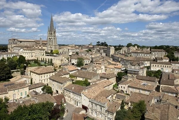 View from the Tour du Roi of Saint-Emilion town a World heritage site, Bordeaux Region, France, August