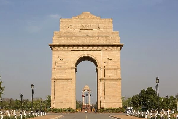 View of war memorial, India Gate, New Delhi, Delhi, India, March