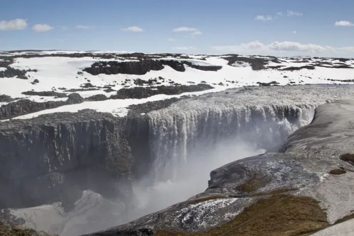 Framed Print : View of waterfall and canyon, Dettifoss Waterfall, Jokulsa a Fjollum River, Vatnajokull N. P. Iceland, May