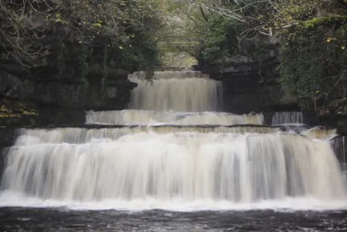 Framed Print : View of waterfall and pool, Cotter Force, Cotterdale Beck, Wensleydale, Yorkshire Dales N. P