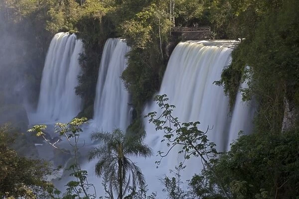 View of waterfall with viewing platform, Iguazu Falls, Iguazu N. P. Argentina