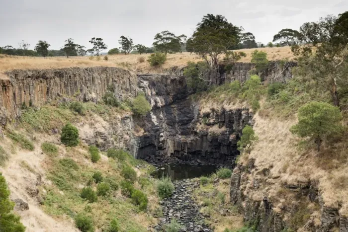 Framed Print : View of waterfall with no water due to drought, Lal Lal Falls, Moorabool River, Lal Lal, Victoria, Australia, February