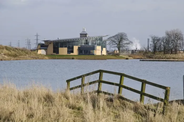 Framed Print : View of wetland habitat and visitor centre, Saltholme RSPB Reserve, Teesside, Cleveland, England, February Framed Print : View of wetland habitat and visitor centre, Saltholme RSPB Reserve, Teesside, Cleveland, England, February