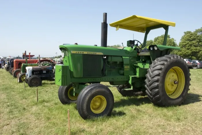 Framed Print : Vintage John Deere tractors with others at display, Honiton Show, East Devon, England, August Framed Print : Vintage John Deere tractors with others at display, Honiton Show, East Devon, England, August