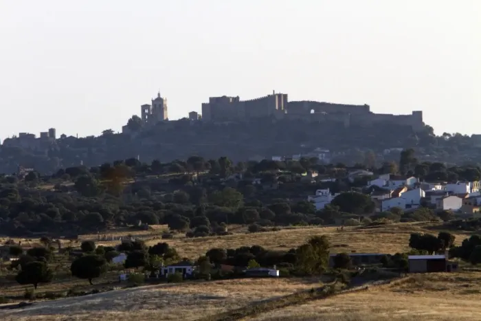 Framed Print : The walled town of Trujillo stands on a hill overlooking the surrounding countryside between the Tagus Framed Print : The walled town of Trujillo stands on a hill overlooking the surrounding countryside between the Tagus