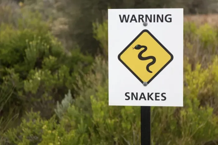Framed Print : Warning, Snakes sign, Great Ocean Road, Victoria, Australia, February Framed Print : Warning, Snakes sign, Great Ocean Road, Victoria, Australia, February