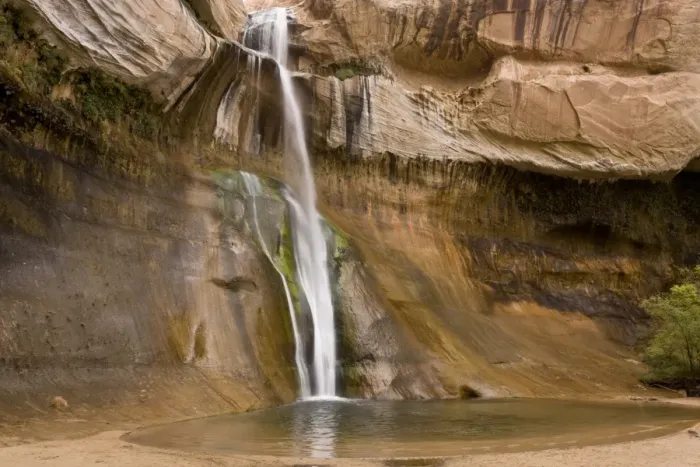 Framed Print : Waterfall cascading over navajo sandstone, Lower Calf Creek Falls, Calf Creek Framed Print : Waterfall cascading over navajo sandstone, Lower Calf Creek Falls, Calf Creek