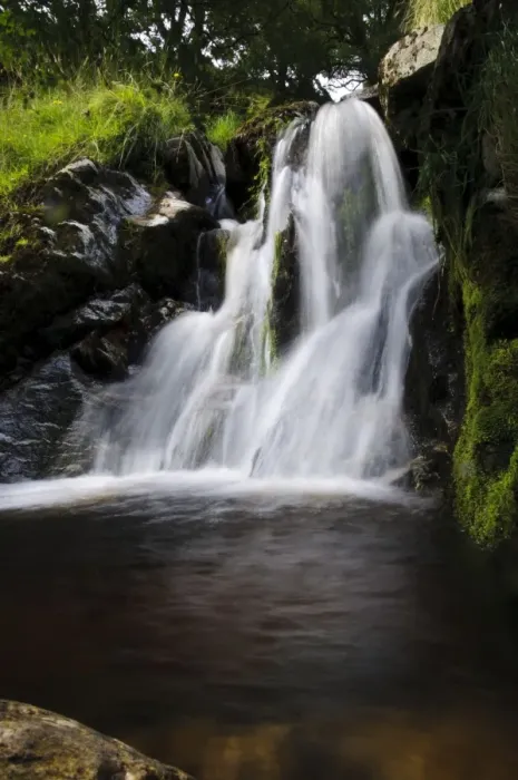 Framed Print : Waterfall on mountain burn, Allt na Croite, tributary of River Findhorn, Findhorn Valley, Inverness-shire, Highlands