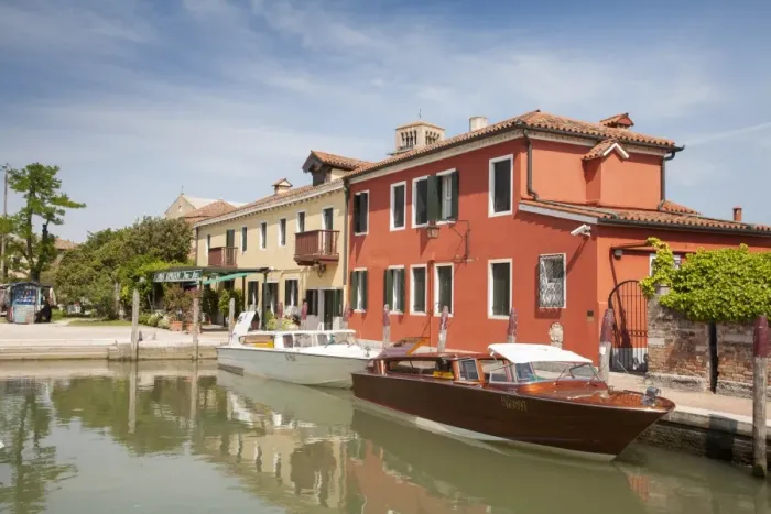 Framed Print : Waterfront with Locanda Cipriani restaurant and waiting water taxis, Torcello Island, Venetian Lagoon, Venice, Veneto Framed Print : Waterfront with Locanda Cipriani restaurant and waiting water taxis, Torcello Island, Venetian Lagoon, Venice, Veneto