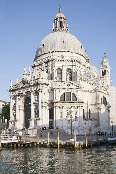Waterfront and Roman Catholic church, Santa Maria della Salute, Grand Canal, Dorsoduro District, Venice, Veneto, Italy