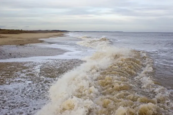Framed Print : Waves breaking on beach, Minsmere RSPB Reserve, Suffolk, England, november Framed Print : Waves breaking on beach, Minsmere RSPB Reserve, Suffolk, England, november