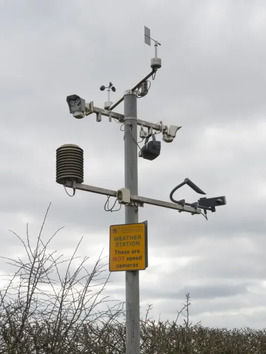 Framed Print : Weather station with These are not speed cameras sign, Garrowby Hill, Garrowby, East Yorkshire, England, march Framed Print : Weather station with These are not speed cameras sign, Garrowby Hill, Garrowby, East Yorkshire, England, march