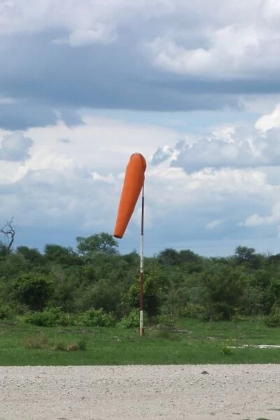 Windsock at edge of runway, Okavango Delta, Botswana