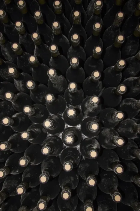 Framed Print : Wine bottles showing the cork
