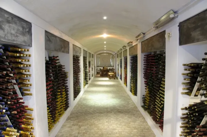 Framed Print : Wine bottles stored in cellar, Boschendal Vineyard, Franschoek, Western Cape, South Africa