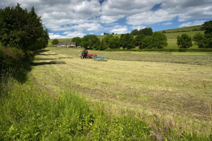 Framed Print : Zetor Proxima 75 tractor with flat eight bale system, baling in traditional hay meadow Framed Print : Zetor Proxima 75 tractor with flat eight bale system, baling in traditional hay meadow