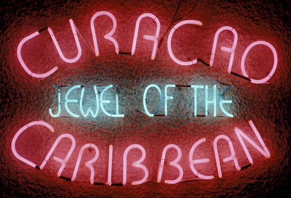 Caribbean, West Indies, Curacao. Neon sign