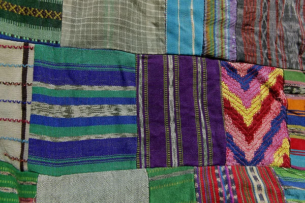 Central America, Guatemala, Typical Guatemalan textile - fabric scraps of various colors