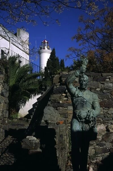 Colonia, Uruguay, Statue of naval hero, Brown, at Calle de las Missiones